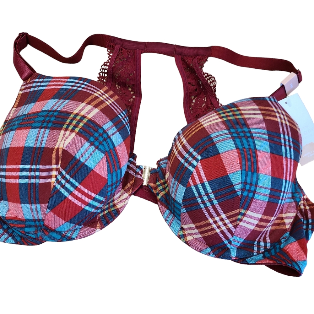 New with Tags Cacique Red Plaid Bra 38D